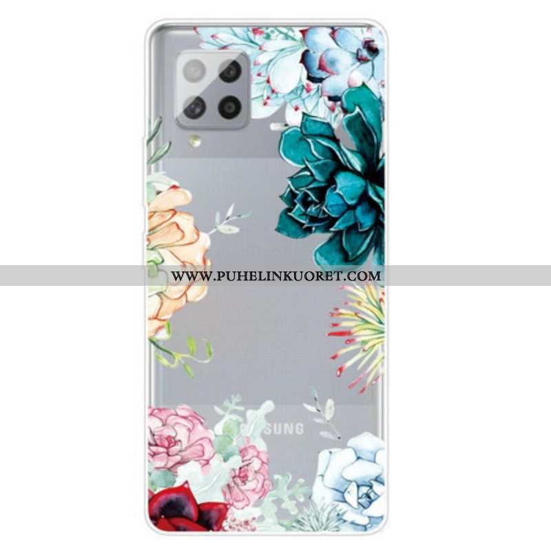 Case Samsung Galaxy A42 5G Saumattomat Akvarellikukat