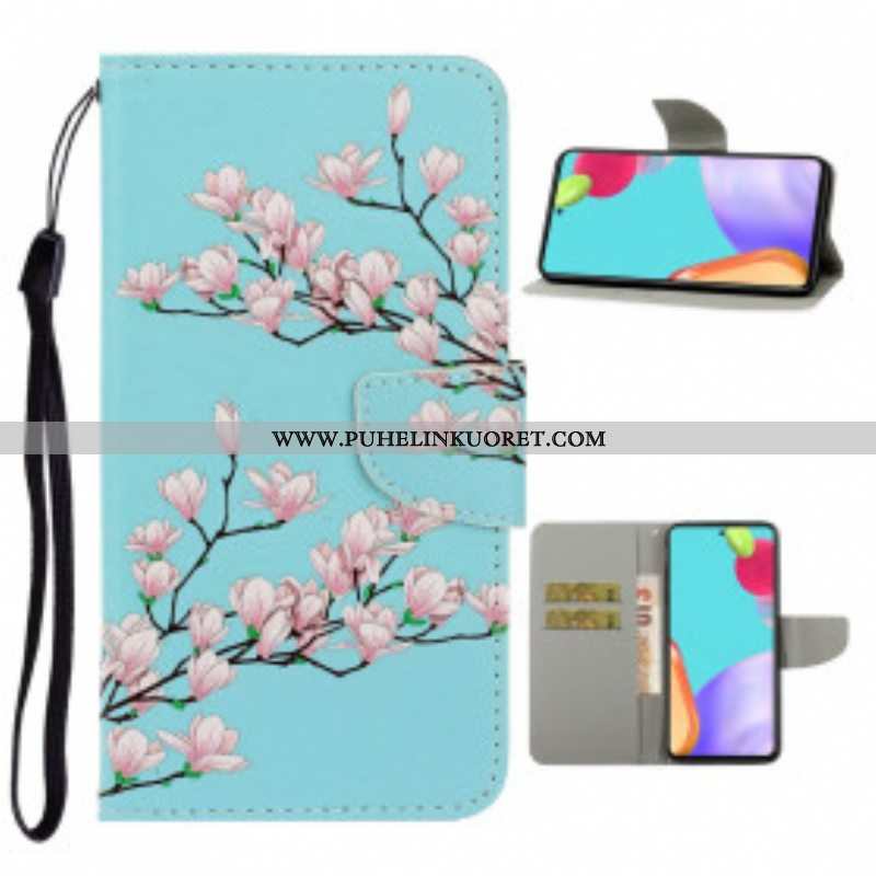 Flip Case Samsung Galaxy A52 4G / A52 5G / A52s 5G Suojaketju Kuori Strappy Pensas