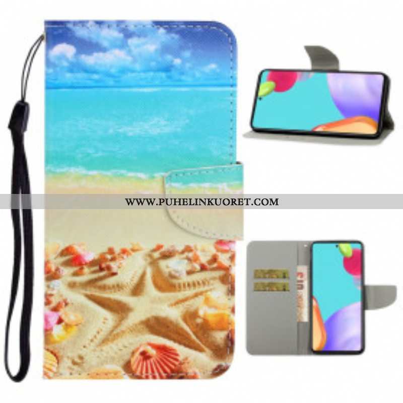 Kotelot Samsung Galaxy A52 4G / A52 5G / A52s 5G Suojaketju Kuori Lanyard Beach