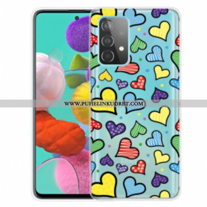 Case Samsung Galaxy A52 4G / A52 5G / A52s 5G Moniväriset Sydämet