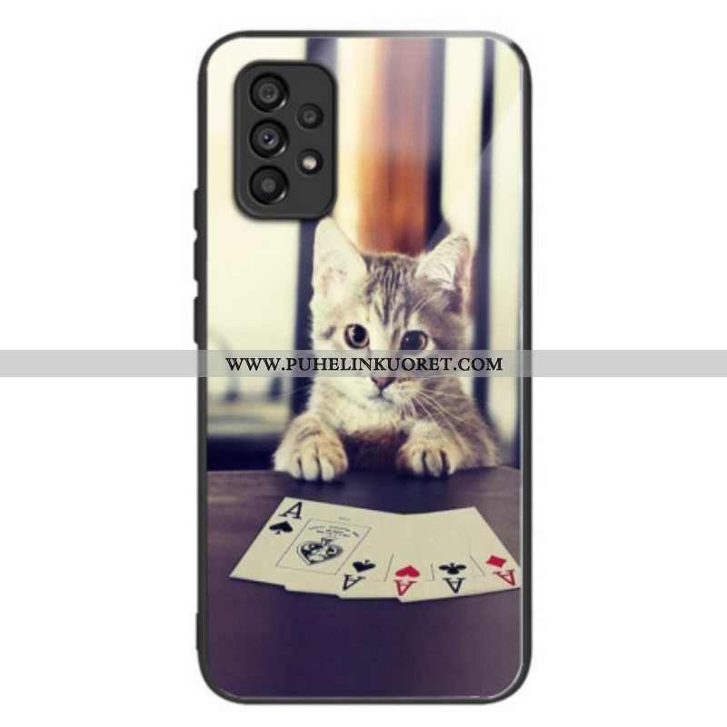 Case Samsung Galaxy A53 5G Poker Cat Karkaistu Lasi