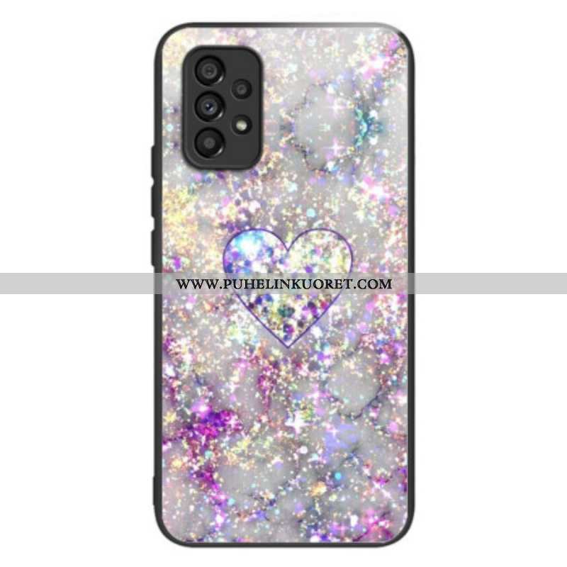 Kuori Samsung Galaxy A53 5G Glitter Heart Karkaistu Lasi