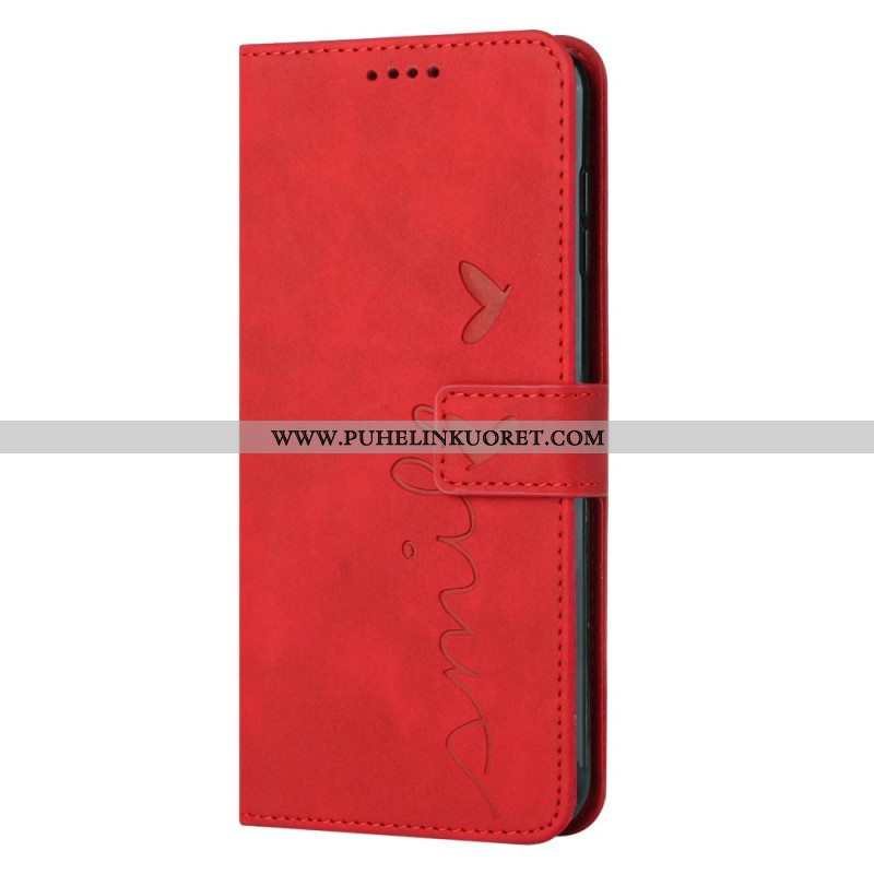 Flip Case Samsung Galaxy A54 5G Hymyile Lanyardin Kanssa