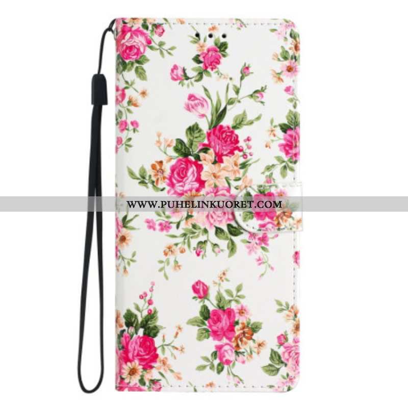 Kotelot Samsung Galaxy A54 5G Suojaketju Kuori Hihna Liberty Flowers