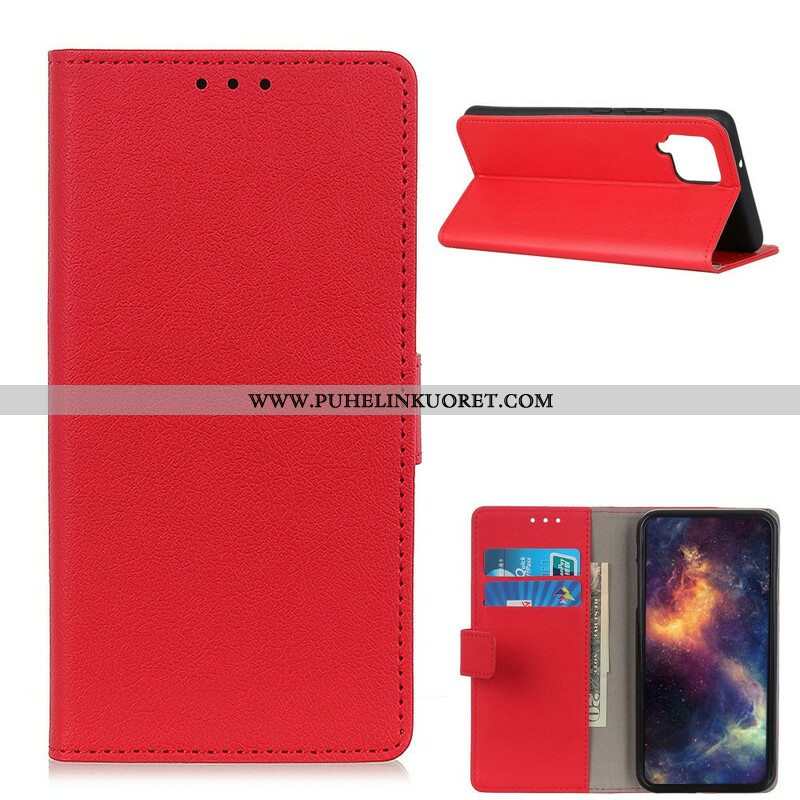 Flip Case Samsung Galaxy M12 / A12 Klassinen Nahkaefekti