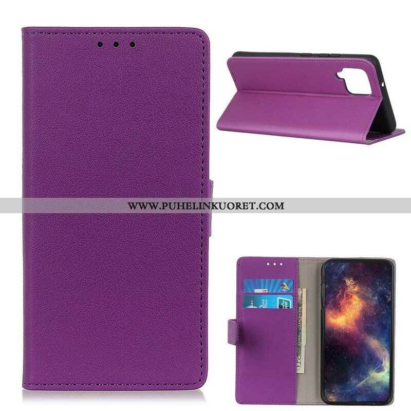 Flip Case Samsung Galaxy M12 / A12 Klassinen Nahkaefekti