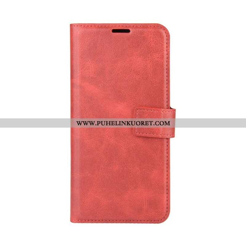 Flip Case Samsung Galaxy M12 / A12 Lasitettu Nahkaefekti