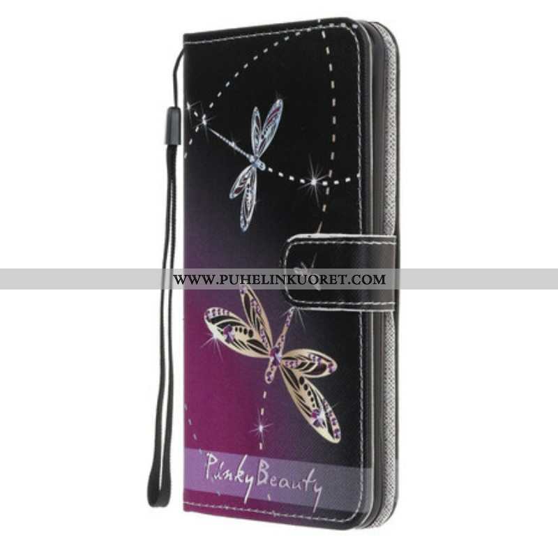 Kotelot Samsung Galaxy M12 / A12 Suojaketju Kuori Strappy Dragonflies