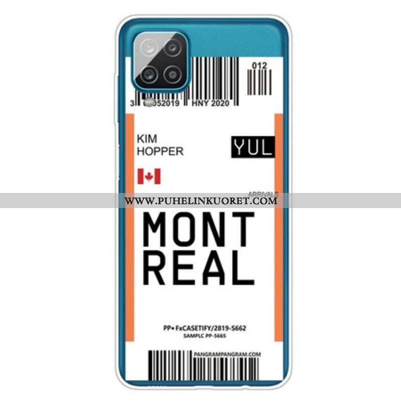 Case Samsung Galaxy M12 / A12 Boarding Pass Montrealiin