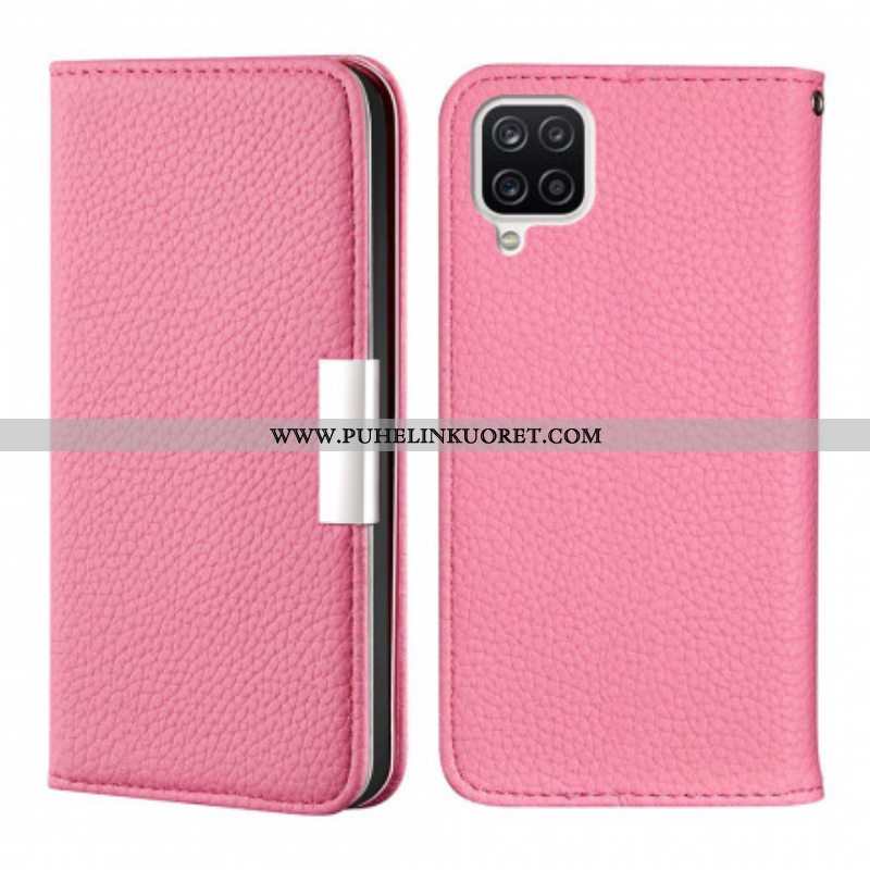 Puhelinkuoret Samsung Galaxy M12 / A12 Kotelot Flip Keinonahka Litchi Ultra Chic