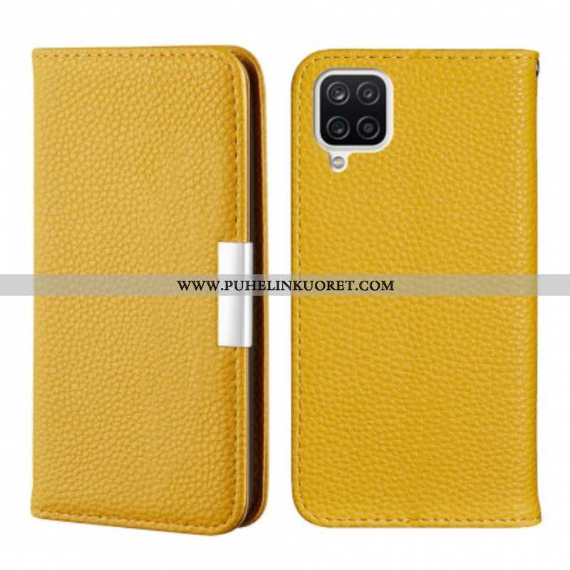 Puhelinkuoret Samsung Galaxy M12 / A12 Kotelot Flip Keinonahka Litchi Ultra Chic