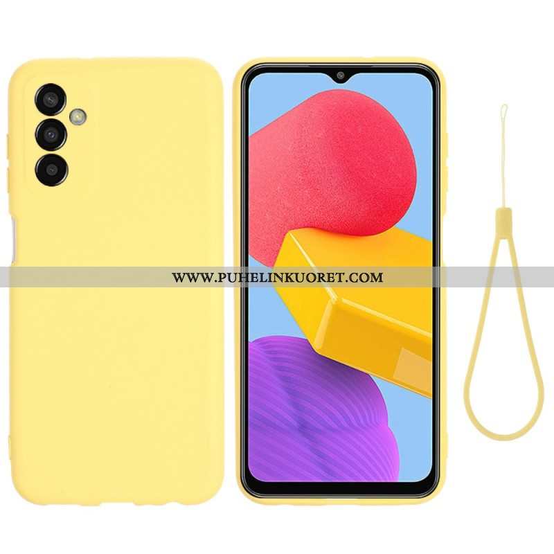 Case Samsung Galaxy M13 Nestemäinen Silikoni Kaulanauhalla