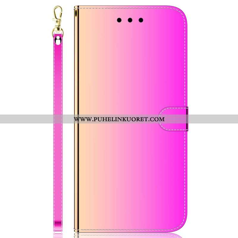 Flip Case Samsung Galaxy M13 Peili Ja Kaulanauha