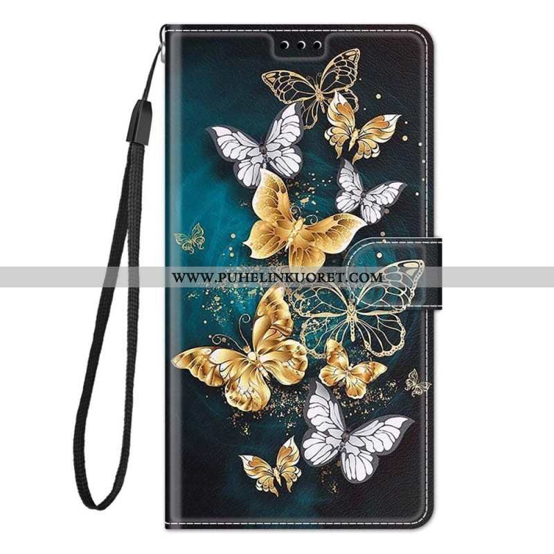 Kotelot Samsung Galaxy M23 5G Suojaketju Kuori Strap Butterflies Fan