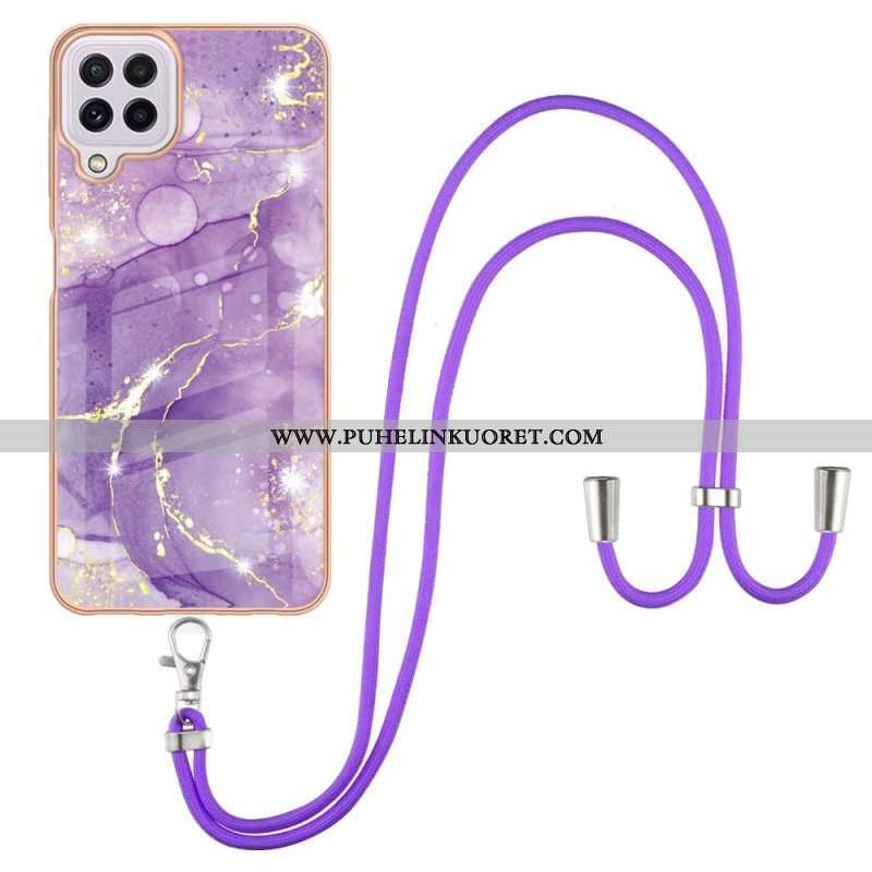 Case Samsung Galaxy M32 Kiristysnyörillä Johdon Marmorisuunnittelu