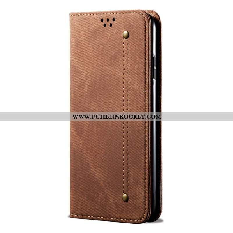 Puhelinkuoret Samsung Galaxy M32 Kotelot Flip Denim Kangas