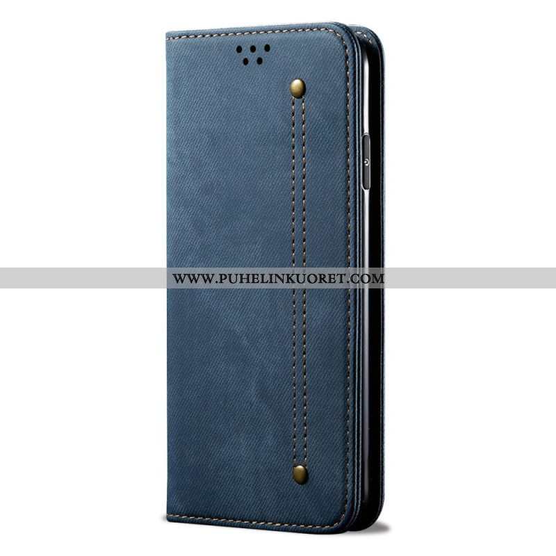 Puhelinkuoret Samsung Galaxy M32 Kotelot Flip Denim Kangas