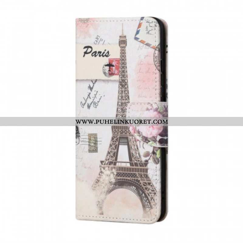 Nahkakotelo Samsung Galaxy M53 5G Vintage Eiffel-torni