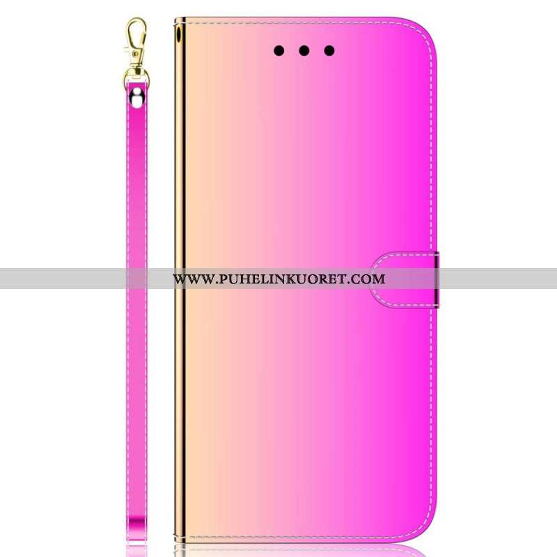 Flip Case Samsung Galaxy M53 5G Peili Ja Kaulanauha