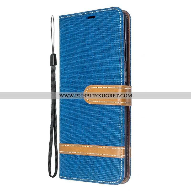 Flip Case Samsung Galaxy S20 Plus / S20 Plus 5G Suojaketju Kuori Kangas- Ja Nahkaefektihihna