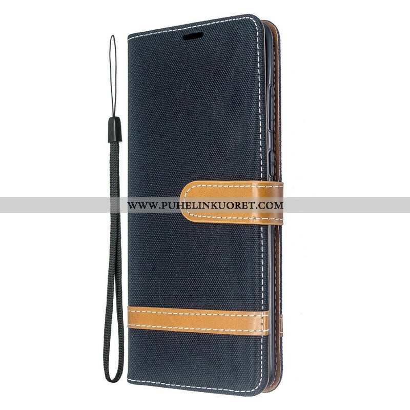 Flip Case Samsung Galaxy S20 Plus / S20 Plus 5G Suojaketju Kuori Kangas- Ja Nahkaefektihihna