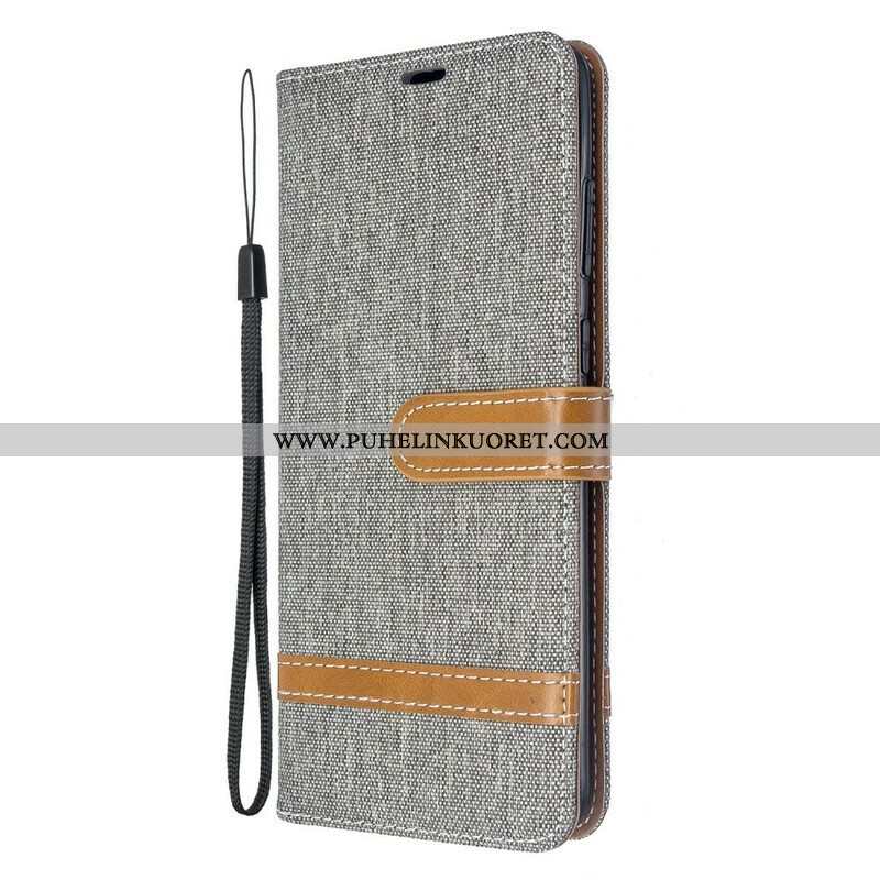 Flip Case Samsung Galaxy S20 Plus / S20 Plus 5G Suojaketju Kuori Kangas- Ja Nahkaefektihihna