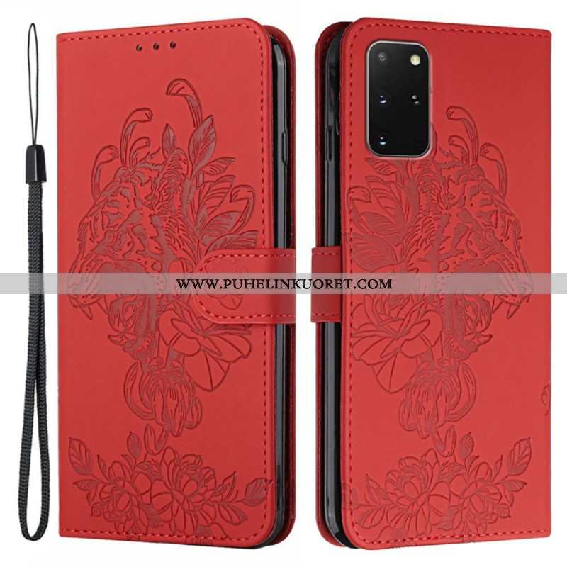 Flip Case Samsung Galaxy S20 Plus / S20 Plus 5G Suojaketju Kuori Barokki Ranneke Tiger