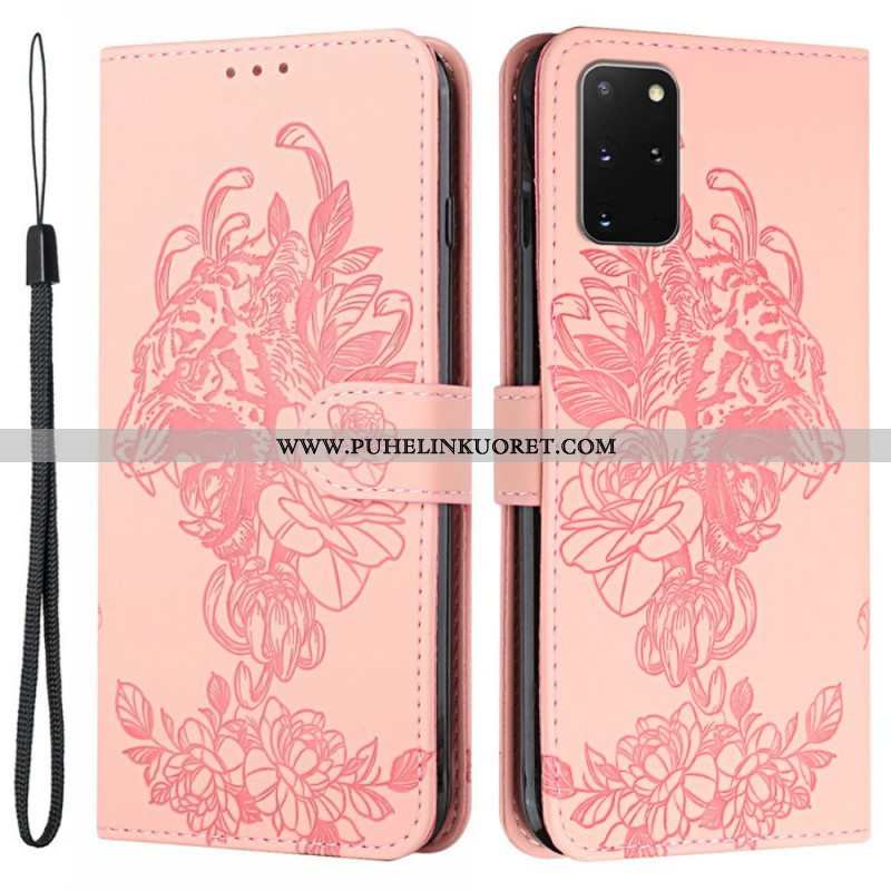 Flip Case Samsung Galaxy S20 Plus / S20 Plus 5G Suojaketju Kuori Barokki Ranneke Tiger