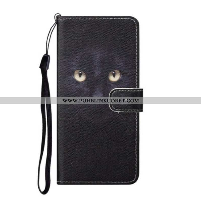 Kotelot Samsung Galaxy S21 5G Suojaketju Kuori Strappy Black Cat Eyes