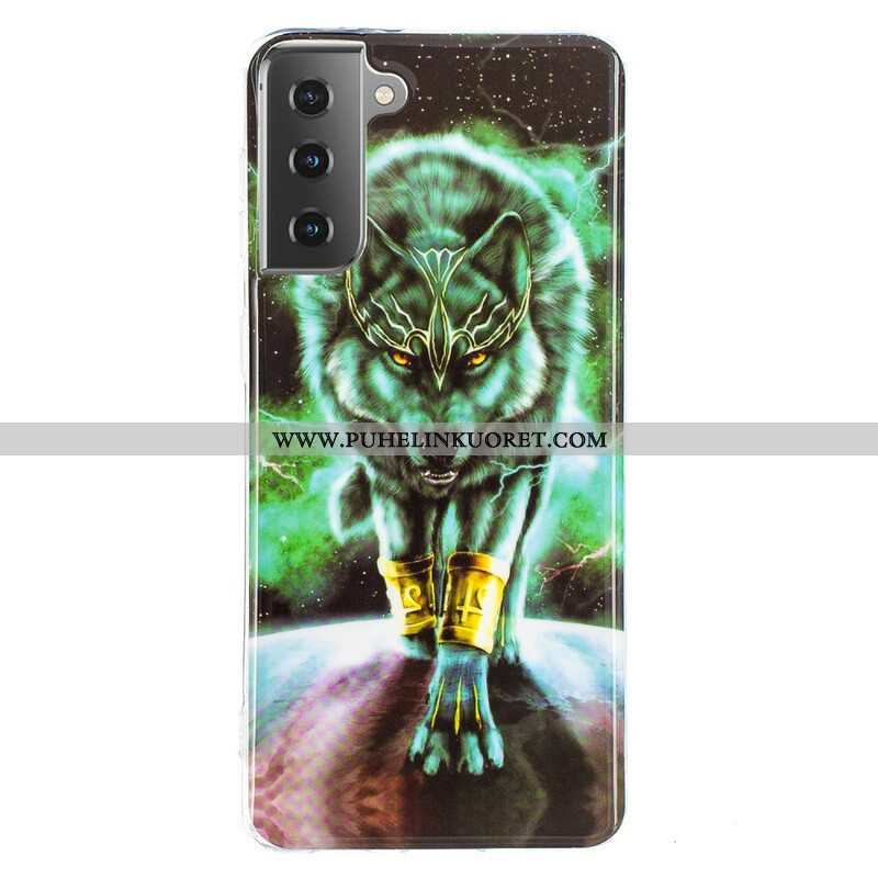 Kuori Samsung Galaxy S21 5G Fluoresoiva Wolf-sarja