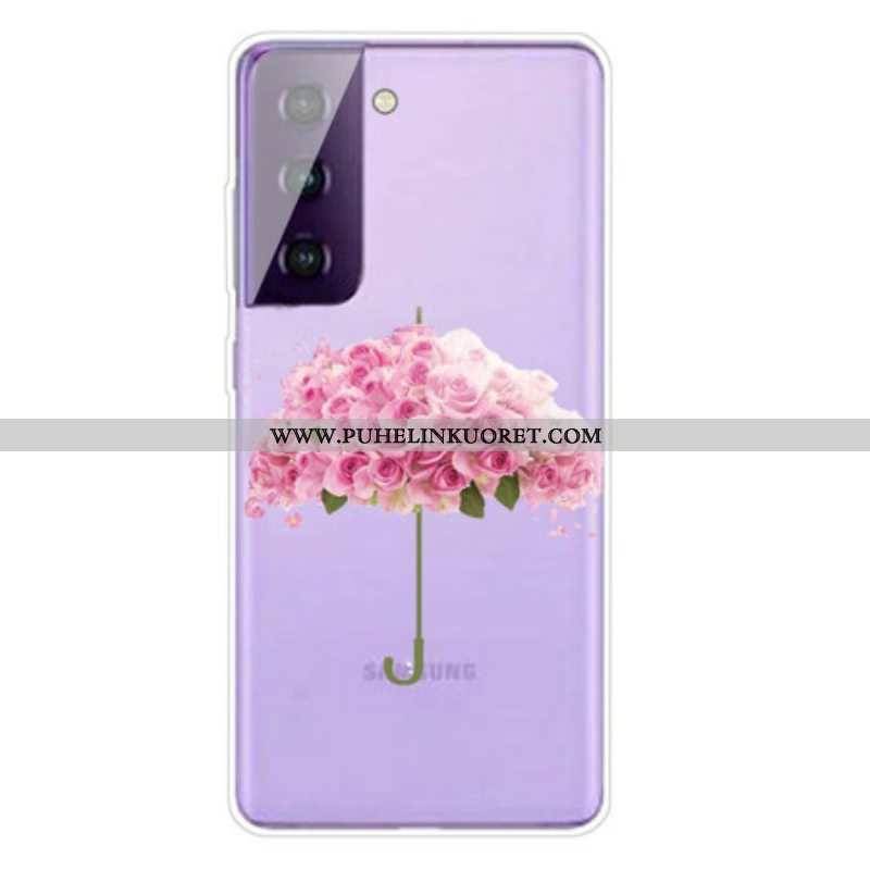 Case Samsung Galaxy S21 5G Sateenvarjo Ruusuissa