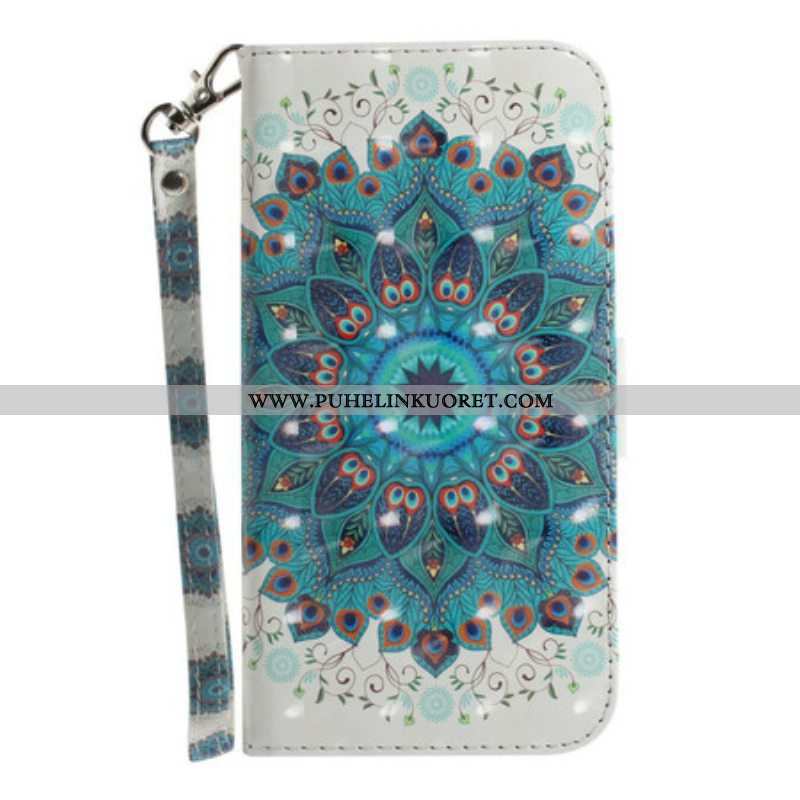 Flip Case Samsung Galaxy S21 FE Suojaketju Kuori Mestarillinen Mandala Hihnalla