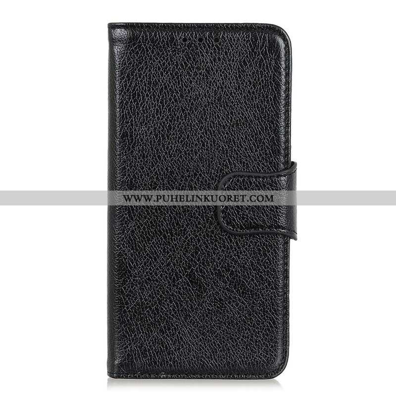 Flip Case Samsung Galaxy S21 Ultra 5G Halkaistu Nappan Nahka