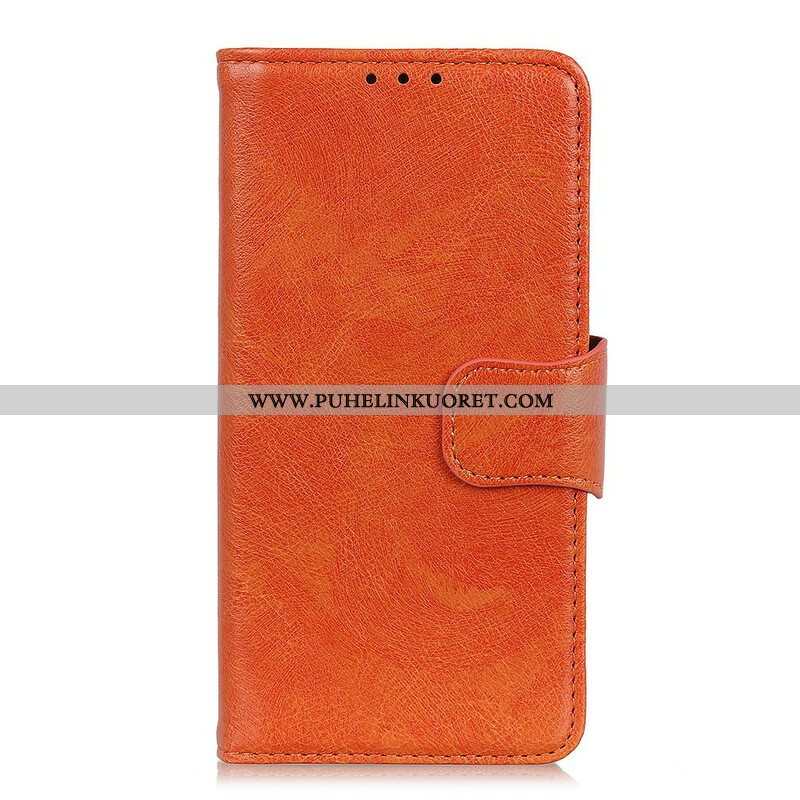 Flip Case Samsung Galaxy S21 Ultra 5G Halkaistu Nappan Nahka