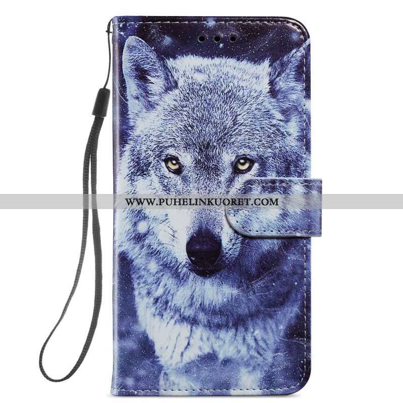 Flip Case Samsung Galaxy S22 5G Upea Wolves Kaulanauhalla