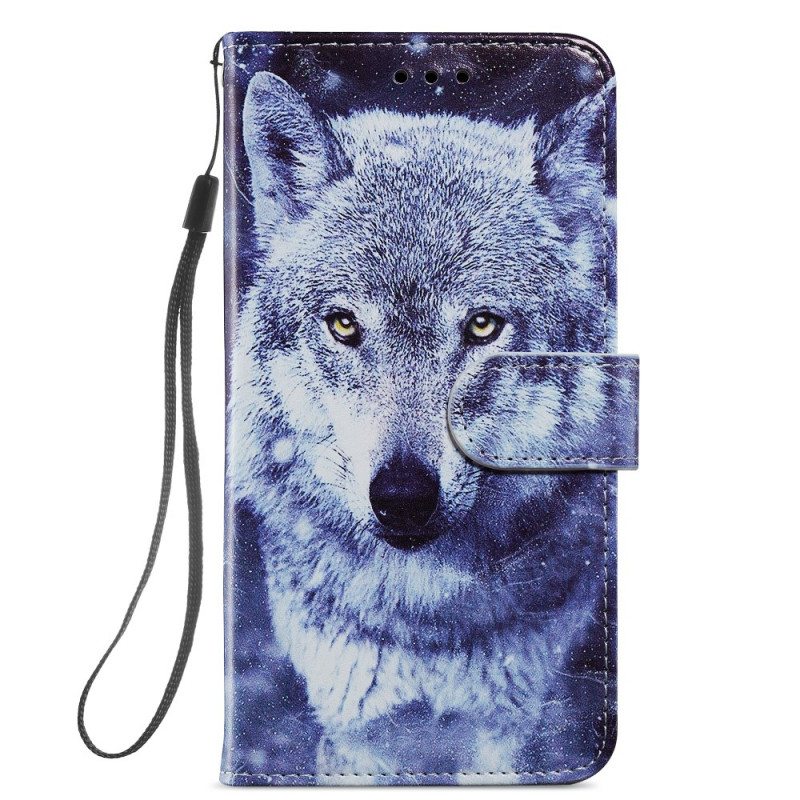 Flip Case Samsung Galaxy S22 5G Upea Wolves Kaulanauhalla