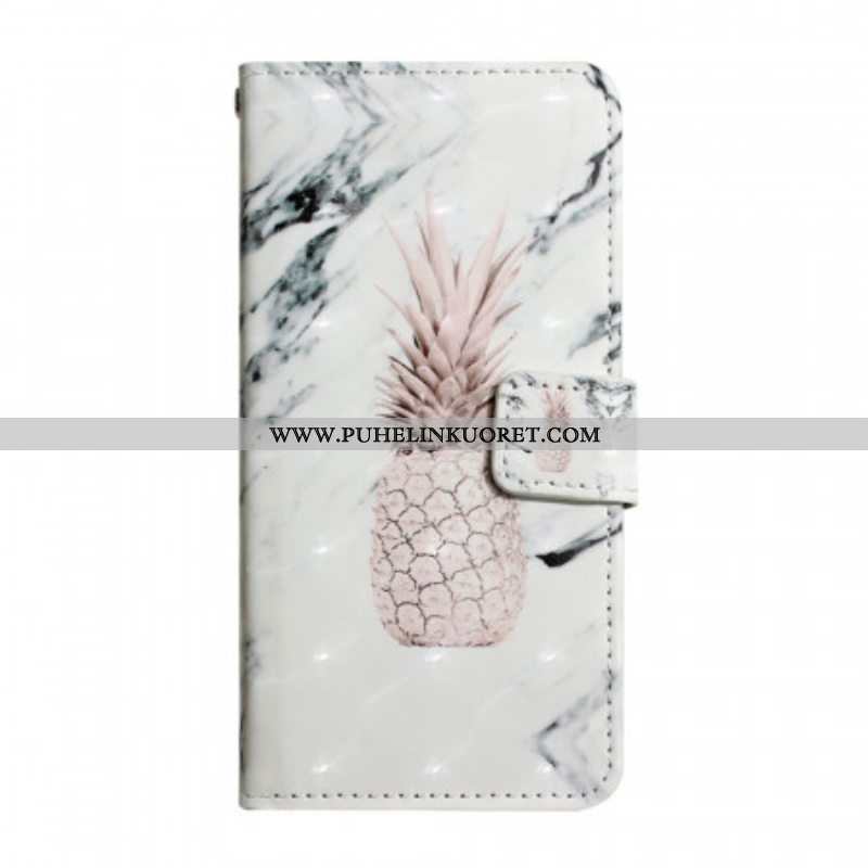 Flip Case Samsung Galaxy S22 5G Vaaleatäpläinen Ananas