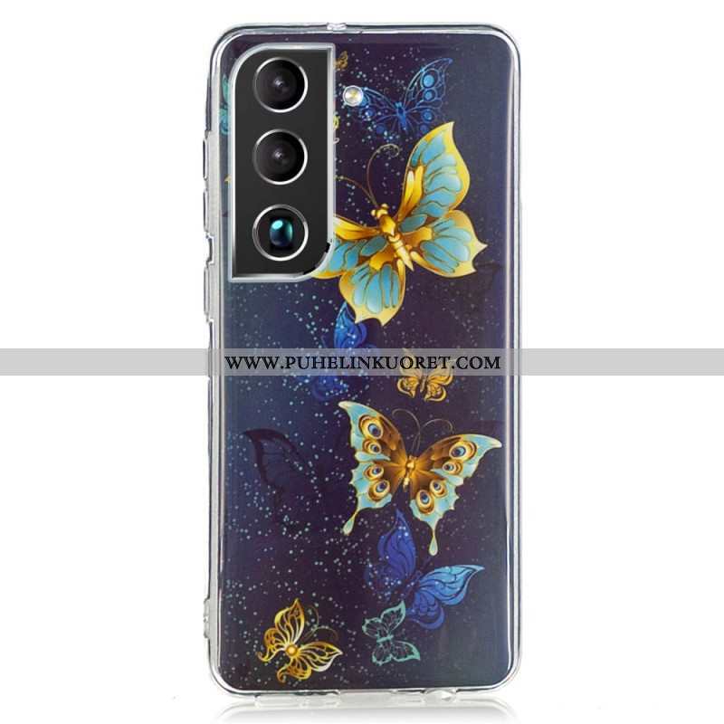 Kuori Samsung Galaxy S22 5G Fluoresoivat Siniset Perhoset