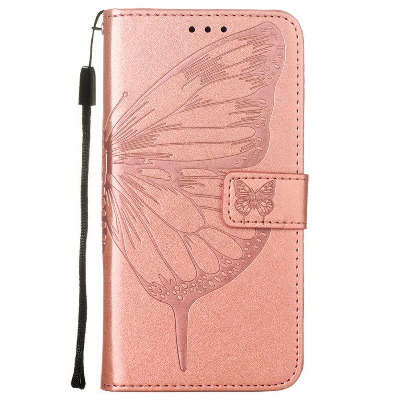 Kotelot Samsung Galaxy S22 Ultra 5G Butterfly Design Kaulanauhalla