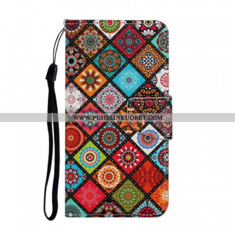 Flip Case Samsung Galaxy S22 Ultra 5G Patchwork Mandalas Kaulanauhalla