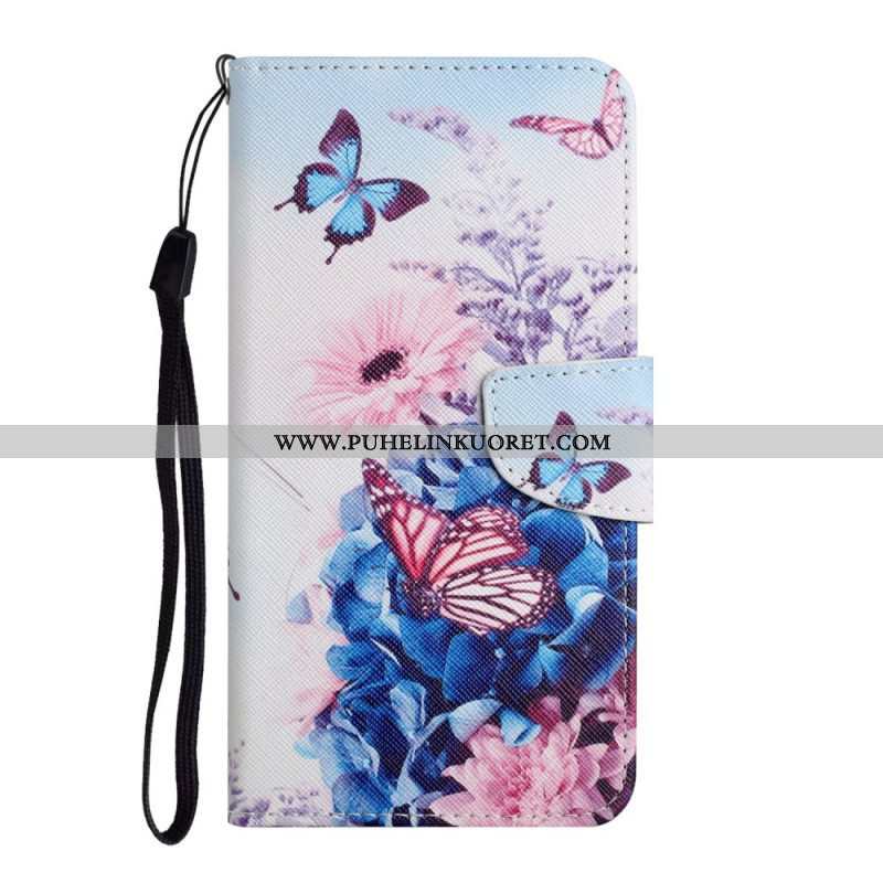 Flip Case Samsung Galaxy S22 Ultra 5G Kukkakimppu Ja Perhosia