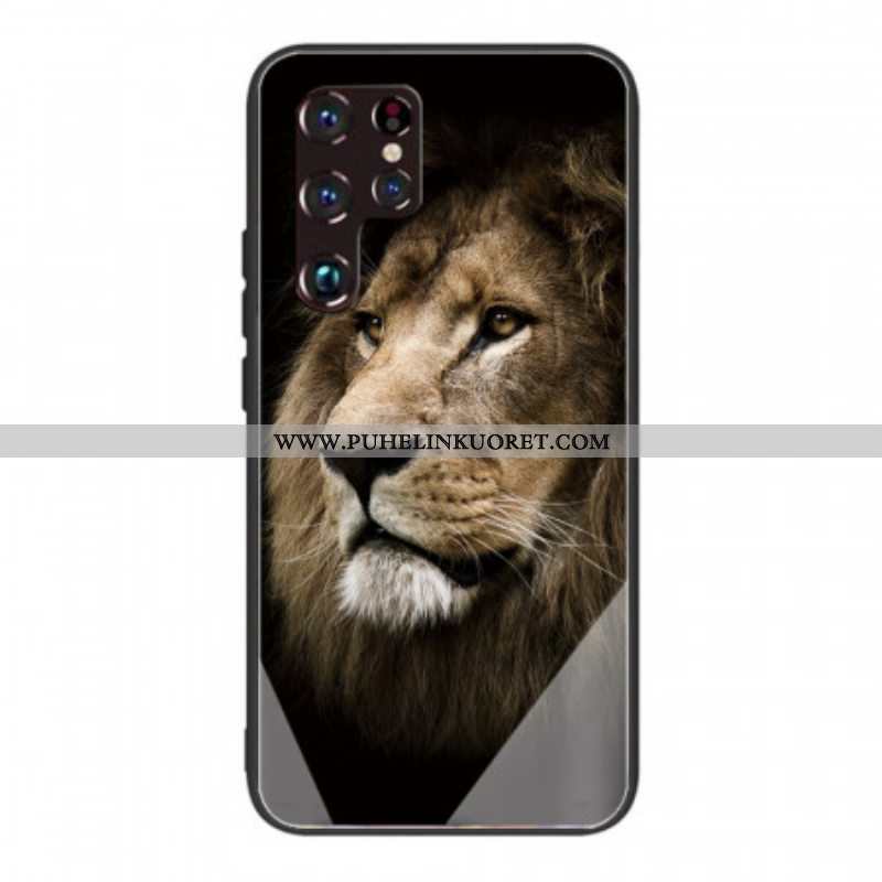 Kuori Samsung Galaxy S22 Ultra 5G Lion Head Karkaistu Lasi