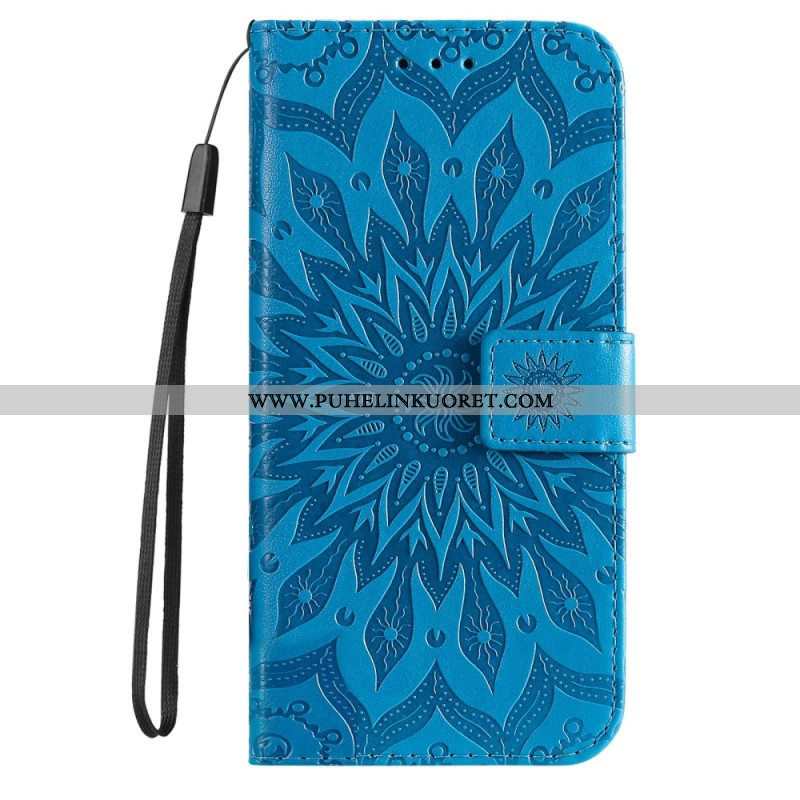 Flip Case Samsung Galaxy S23 5G Mandala-aurinko Kaulanauhalla