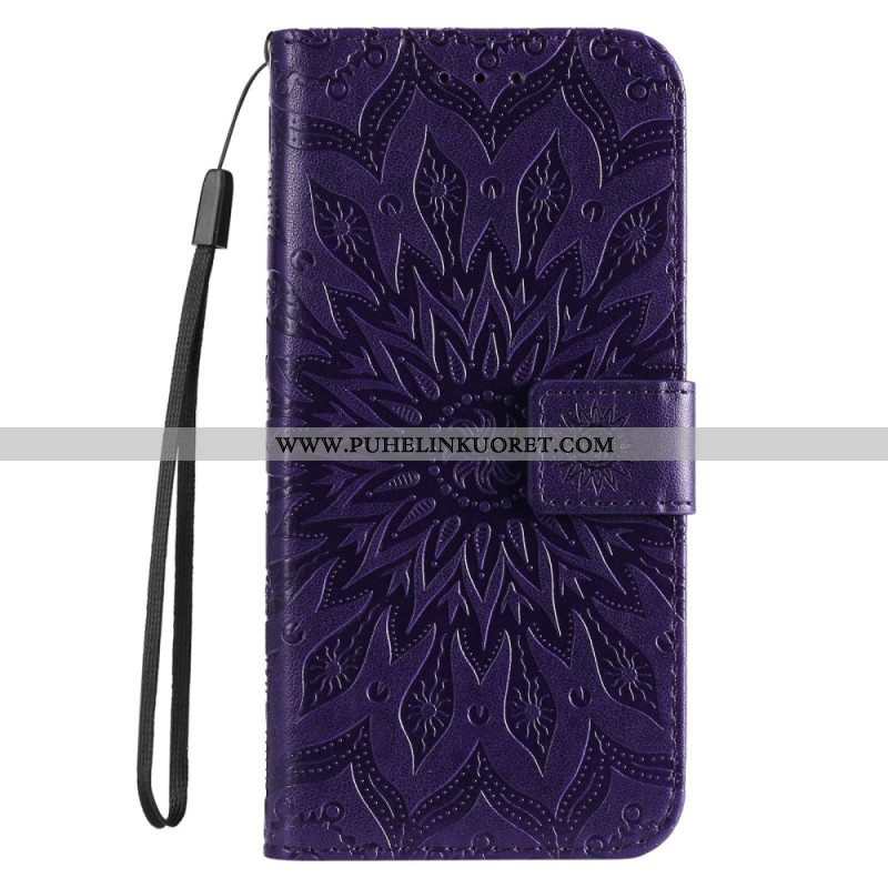 Flip Case Samsung Galaxy S23 5G Mandala-aurinko Kaulanauhalla