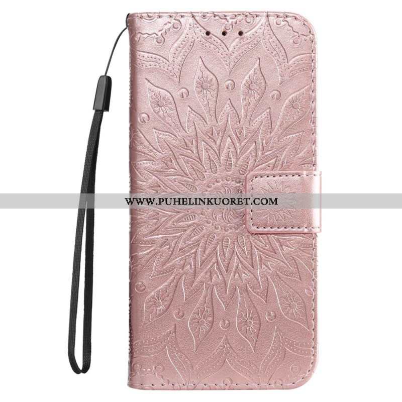 Flip Case Samsung Galaxy S23 5G Mandala-aurinko Kaulanauhalla