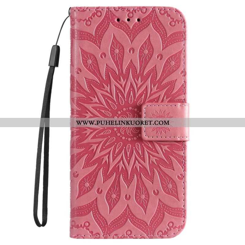 Flip Case Samsung Galaxy S23 5G Mandala-aurinko Kaulanauhalla