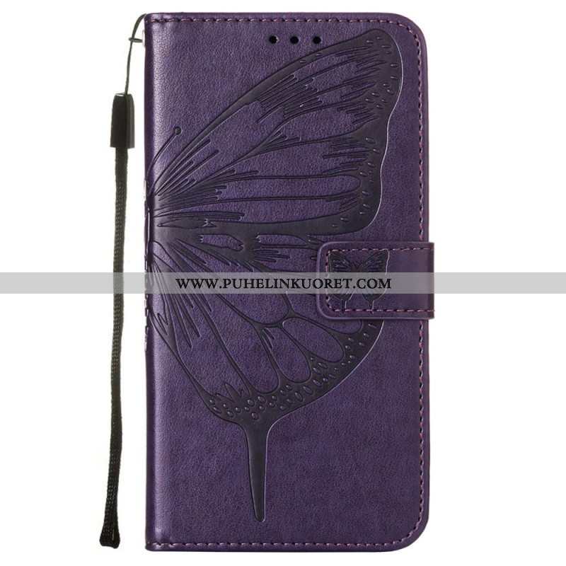 Kotelot Samsung Galaxy S23 5G Butterfly Design Kaulanauhalla