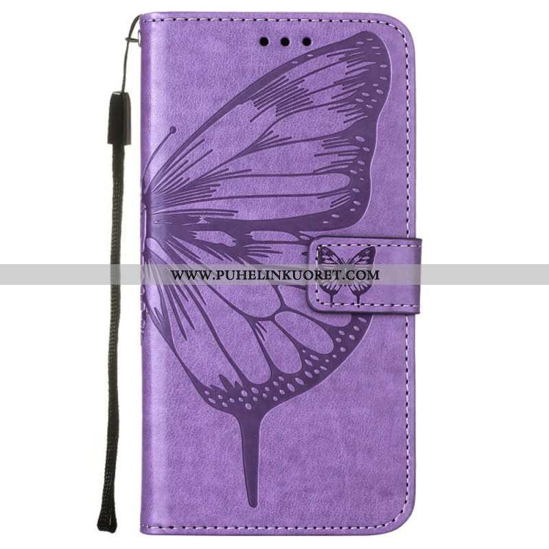 Kotelot Samsung Galaxy S23 5G Butterfly Design Kaulanauhalla