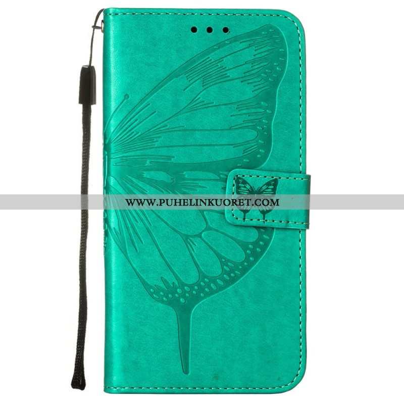 Kotelot Samsung Galaxy S23 5G Butterfly Design Kaulanauhalla