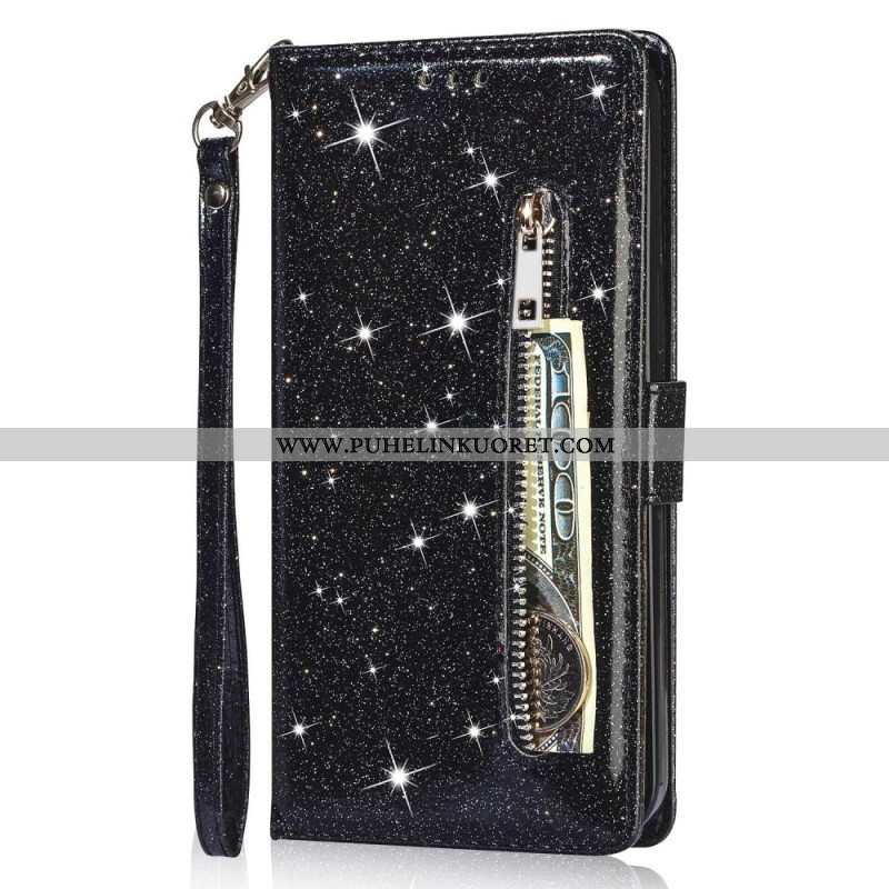 Flip Case Samsung Galaxy S23 5G Glitter Kolikkopussi